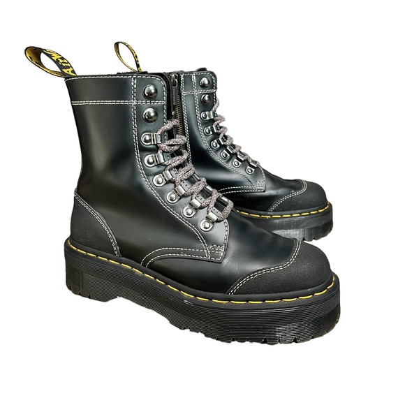 Dr. Martens Moreno Bex Smooth Leather Platform Boots Size Womens US 8 - Picture 1 of 13